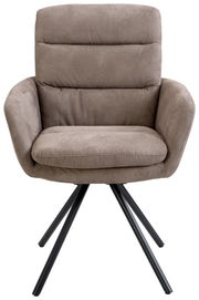 Bequemer Armlehnstuhl in Frontalansicht mit gepolstertem Sitz und Rückenlehne, sowie stabilen Metallbeinen.