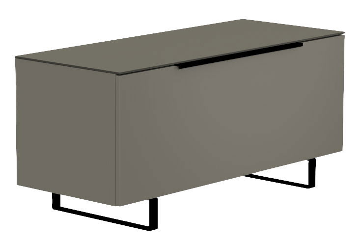 Moderano TV-Lowboard BORMIO Modernes TV-Lowboard in grauer Farbe mit schwarzem Griff und Metallbeinen, seitliche Perspektive