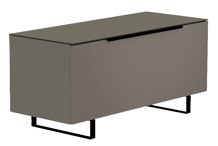 Moderano TV-Lowboard BORMIO Modernes TV-Lowboard in grauer Farbe mit schwarzem Griff und Metallbeinen, seitliche Perspektive