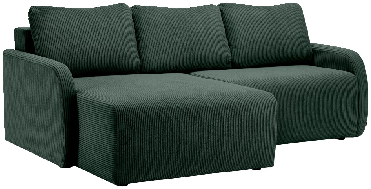 Z2 Ecksofa JENIFER Grünes Sofa mit drei Kissen, Vorderansicht von links