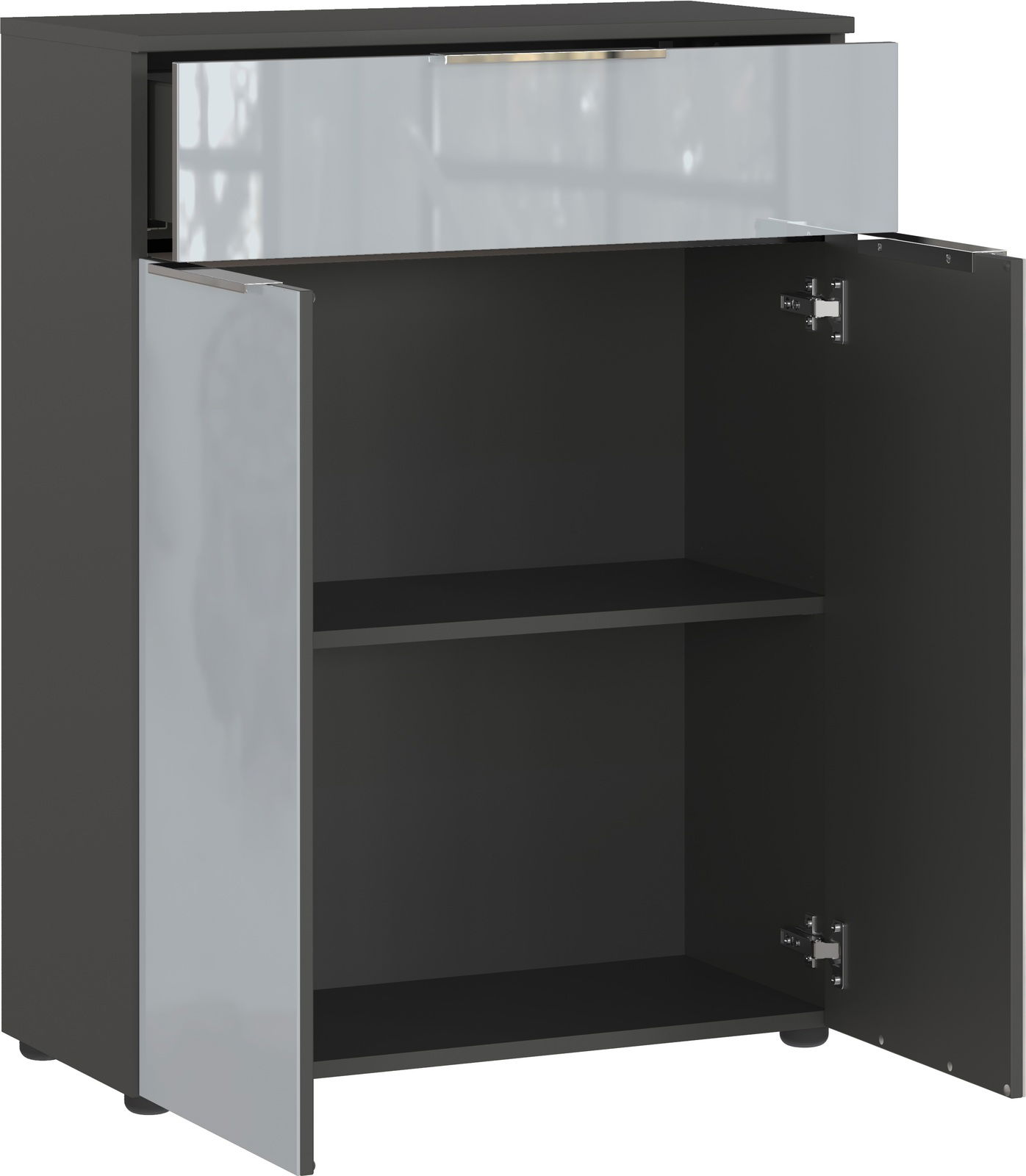 MID.YOU Kommode VASIO Moderne Kommode mit zwei offenen Türen und einer Schublade, Ansicht von vorne