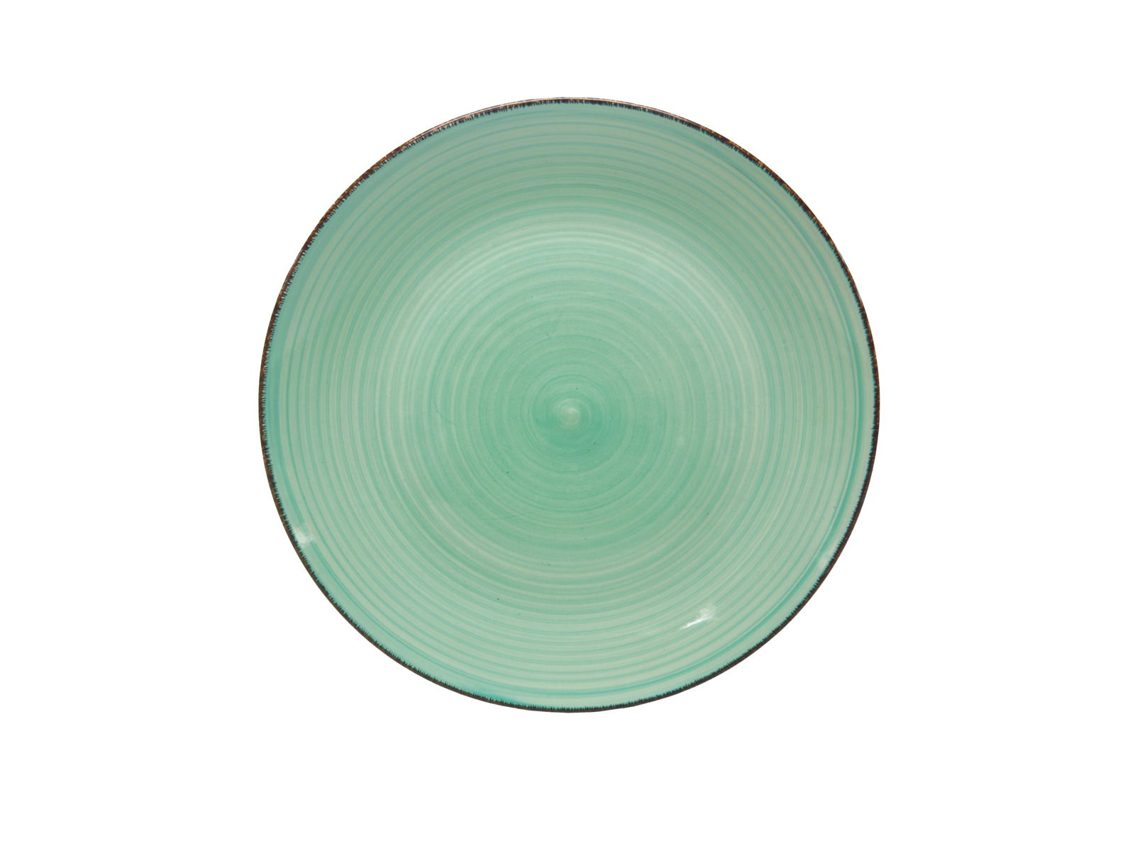 Grüner Teller mit kreisförmigem Muster, Draufsicht