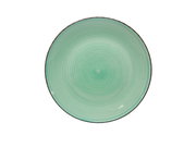 Grüner Teller mit kreisförmigem Muster, Draufsicht