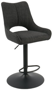 Moderner Barhocker ROCKPORT in dunklem Stoffbezug, seitliche Perspektive