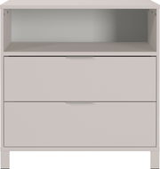 Kommode mit zwei Schubladen und einem offenen Fach, frontal betrachtet