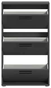 Schuhkipper mit drei Klappen in schwarzer Farbe, Frontalansicht