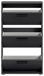 Schuhkipper mit drei Klappen in schwarzer Farbe, Frontalansicht