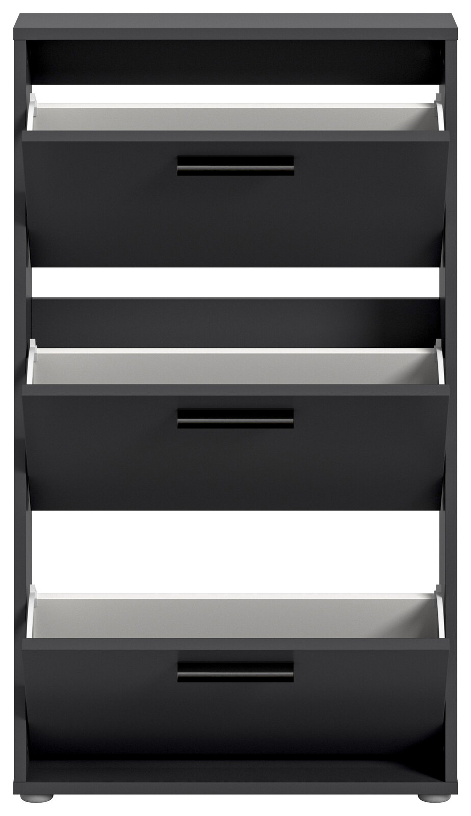 Schuhkipper mit drei Klappen in schwarzer Farbe, Frontalansicht