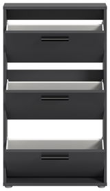 Schuhkipper mit drei Klappen in schwarzer Farbe, Frontalansicht