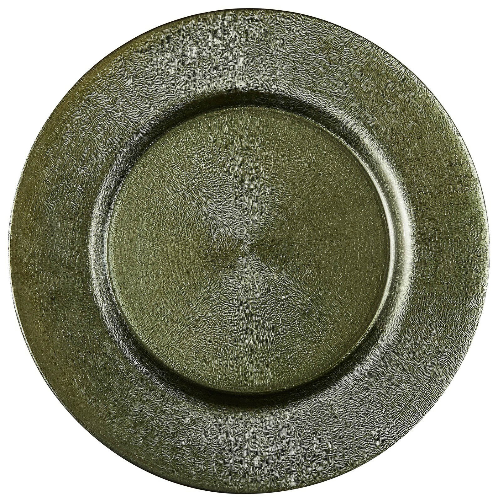 Olivenfarbener Platzteller aus der Vogelperspektive