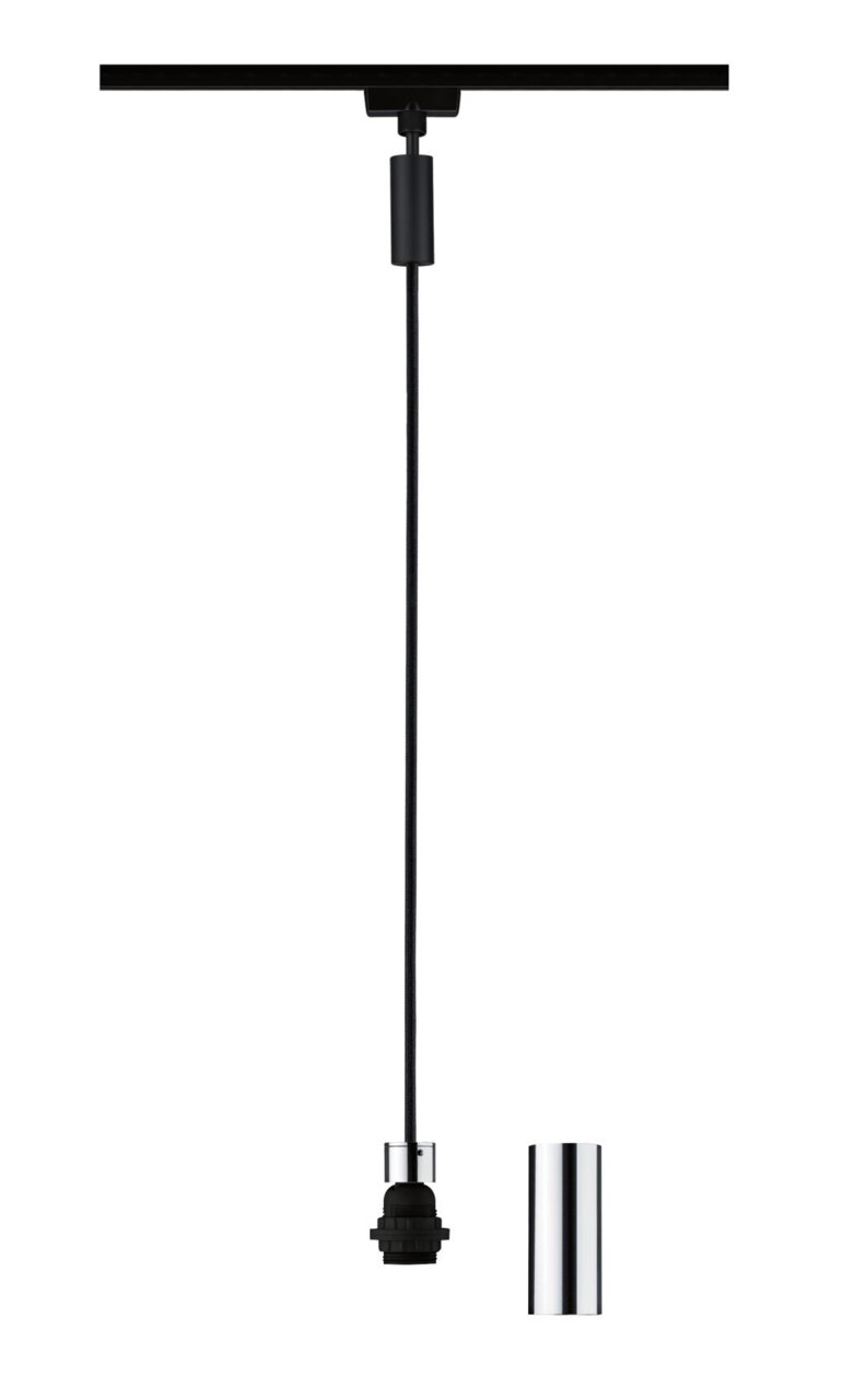 Schwarzes Basispendel mit Kabel und Fassung, seitliche Perspektive
