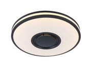 Moderne LED-Deckenleuchte Riku in Schwarz und Weiß, seitliche Perspektive