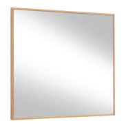 Moderner rechteckiger Spiegel mit Holzrahmen, seitliche Perspektive