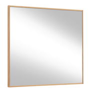 Moderner rechteckiger Spiegel mit Holzrahmen, seitliche Perspektive