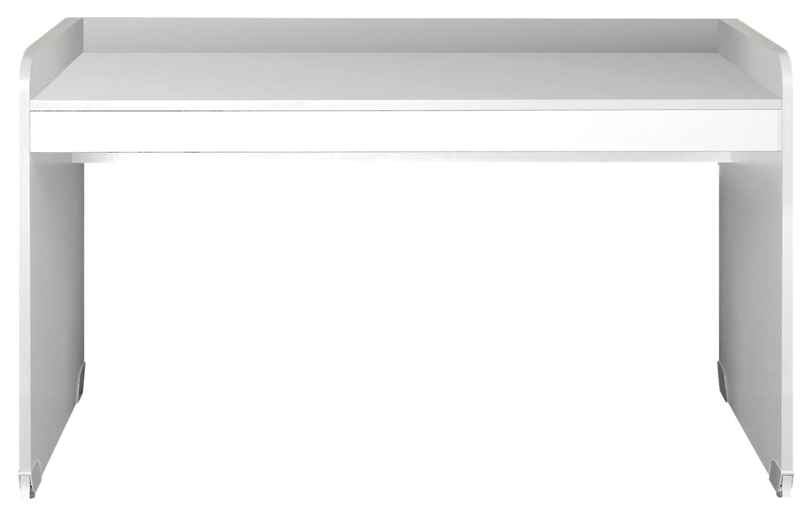 Moderner weißer Schreibtisch aus der Frontalperspektive