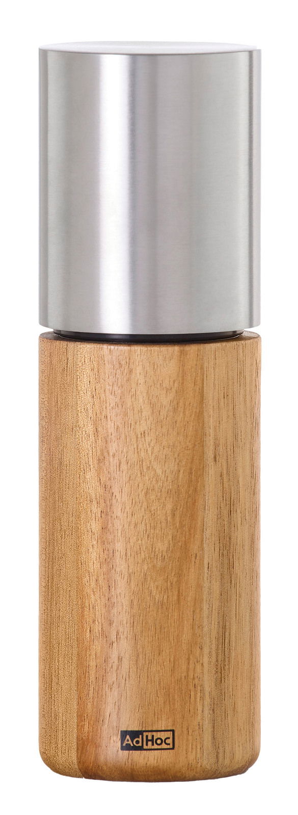 Pfeffer- und Salzmühle aus Holz und Edelstahl, frontal abgebildet.