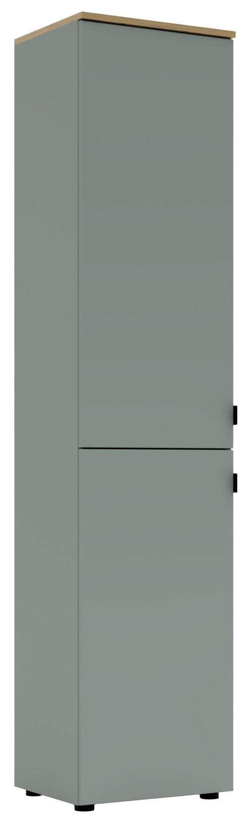 Voleo Aktenschrank DIANA Grauer Büroschrank mit zwei Türen, seitliche Perspektive