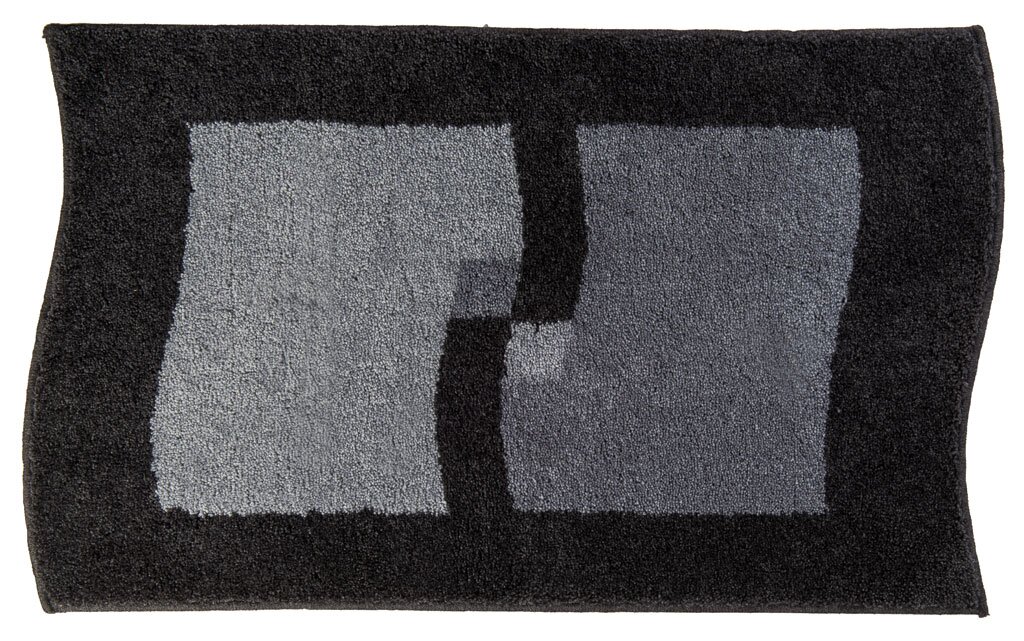 Badteppich Betty 55x60cm in Schwarz und Grau mit geometrischem Muster, Draufsicht