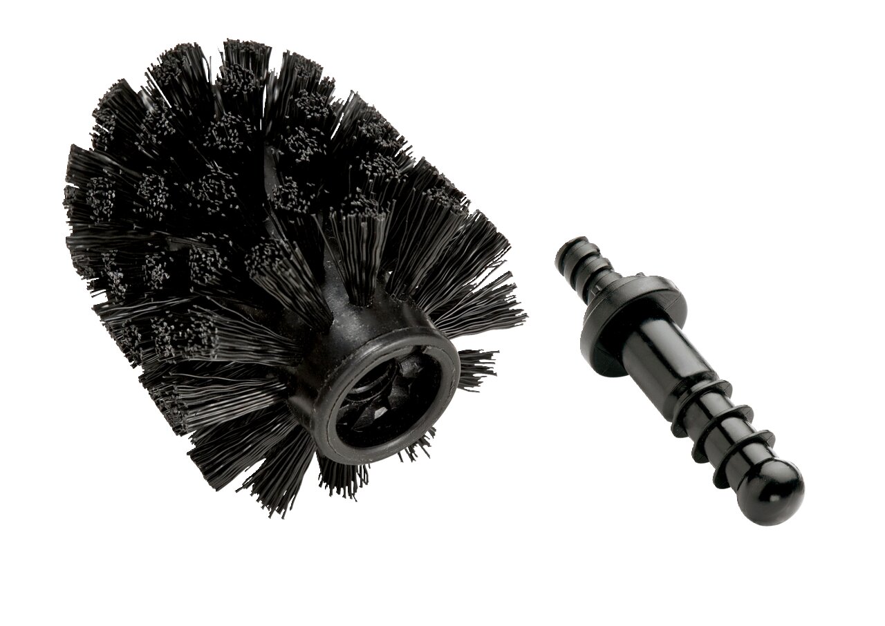 Schwarze Ersatzbürste mit Adapter, seitliche Perspektive