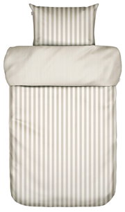 Bettwäsche-Set 155x220cm mit beigen und weißen Streifen, Draufsicht