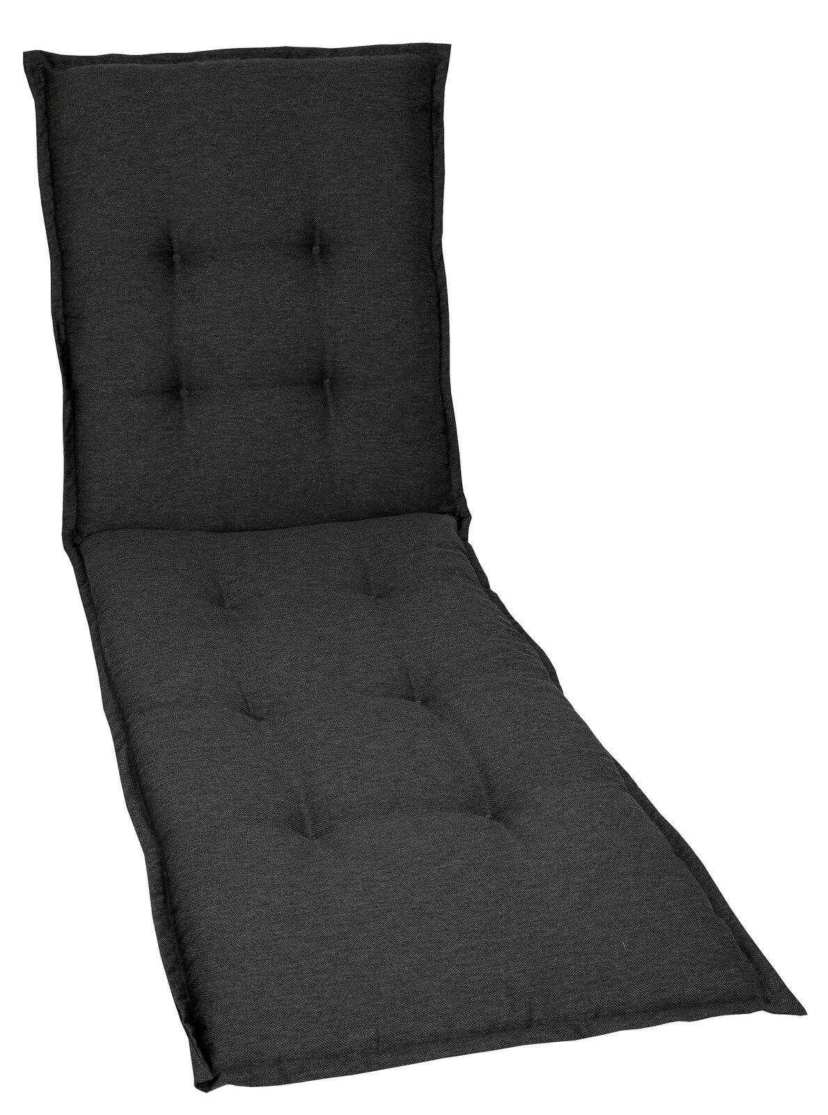 Go-De Liegenauflage Dunkelgraue Liegenauflage in Vorderansicht, weich gepolstert mit Steppnähten.
