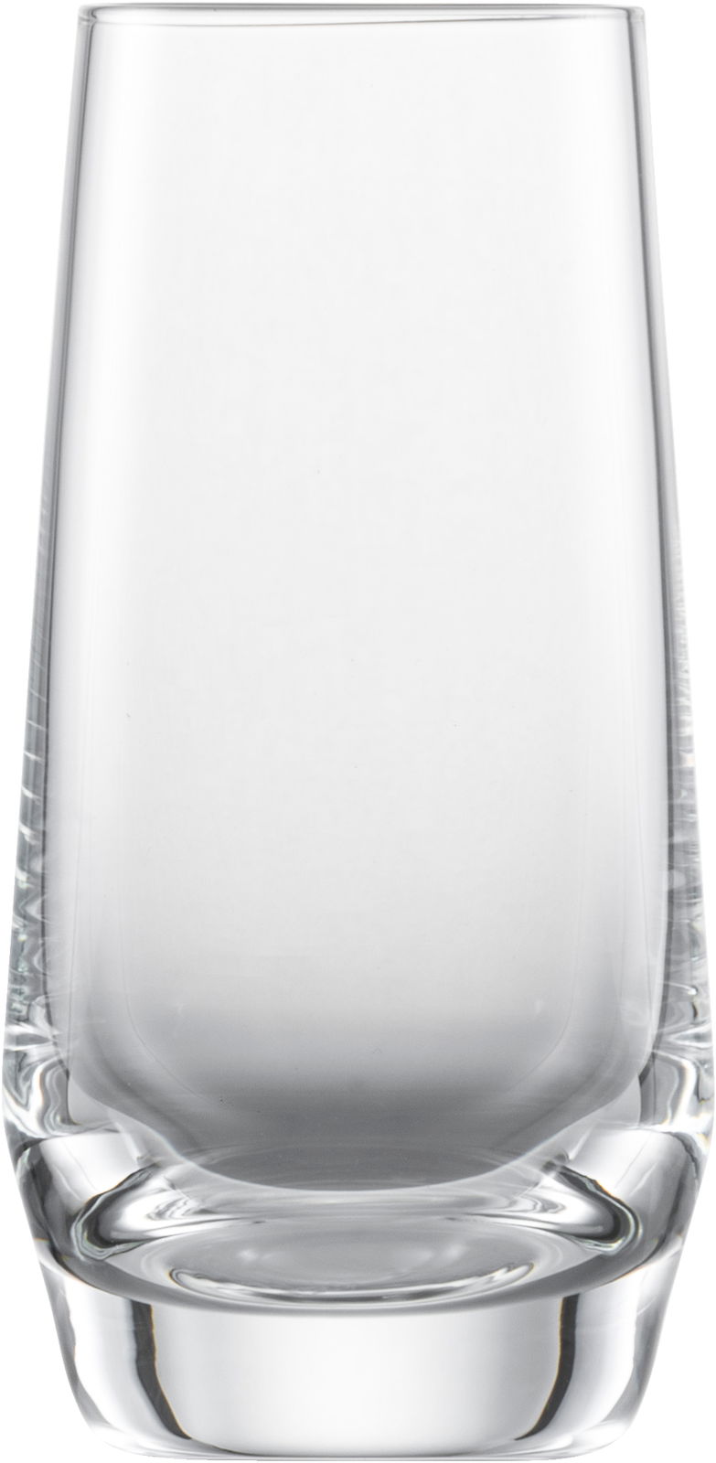 SCHOTT ZWIESEL Shotglas PURE Ein transparentes, zylindrisches Glas mit dickem Boden, frontal fotografiert.