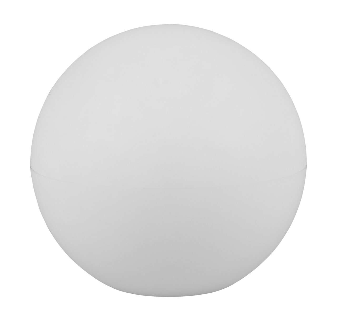 Kugelförmige Solar-Außenleuchte MELO in weißer Farbe, frontal betrachtet.