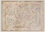 Orientteppich mit floralen Mustern in Beige, Blau und Rot, Draufsicht