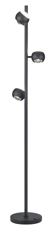 Moderne Stehleuchte CANNON mit drei verstellbaren Leuchten, seitliche Perspektive