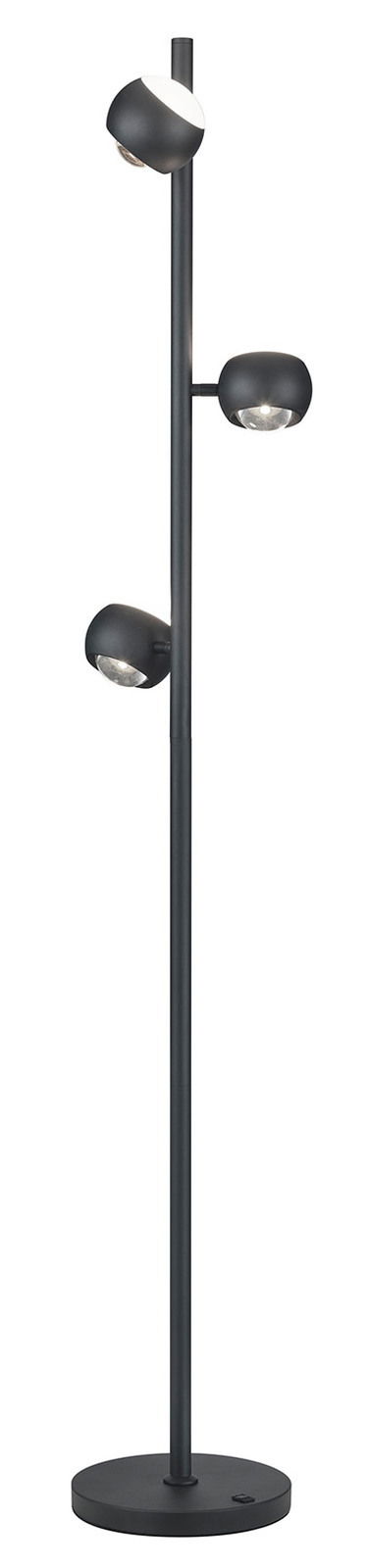 Moderne Stehleuchte CANNON mit drei verstellbaren Leuchten, seitliche Perspektive