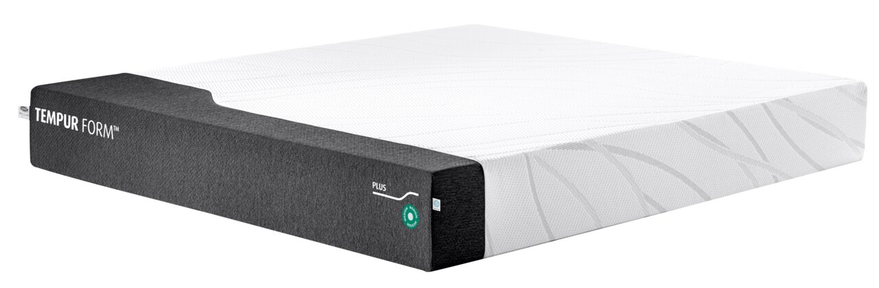 Tempur Viscomatratze 120x200 medium FORM PLUS MEDIUM Viscomatratze 120x200 medium in seitlicher Perspektive mit grauem Rand und weißer Oberfläche