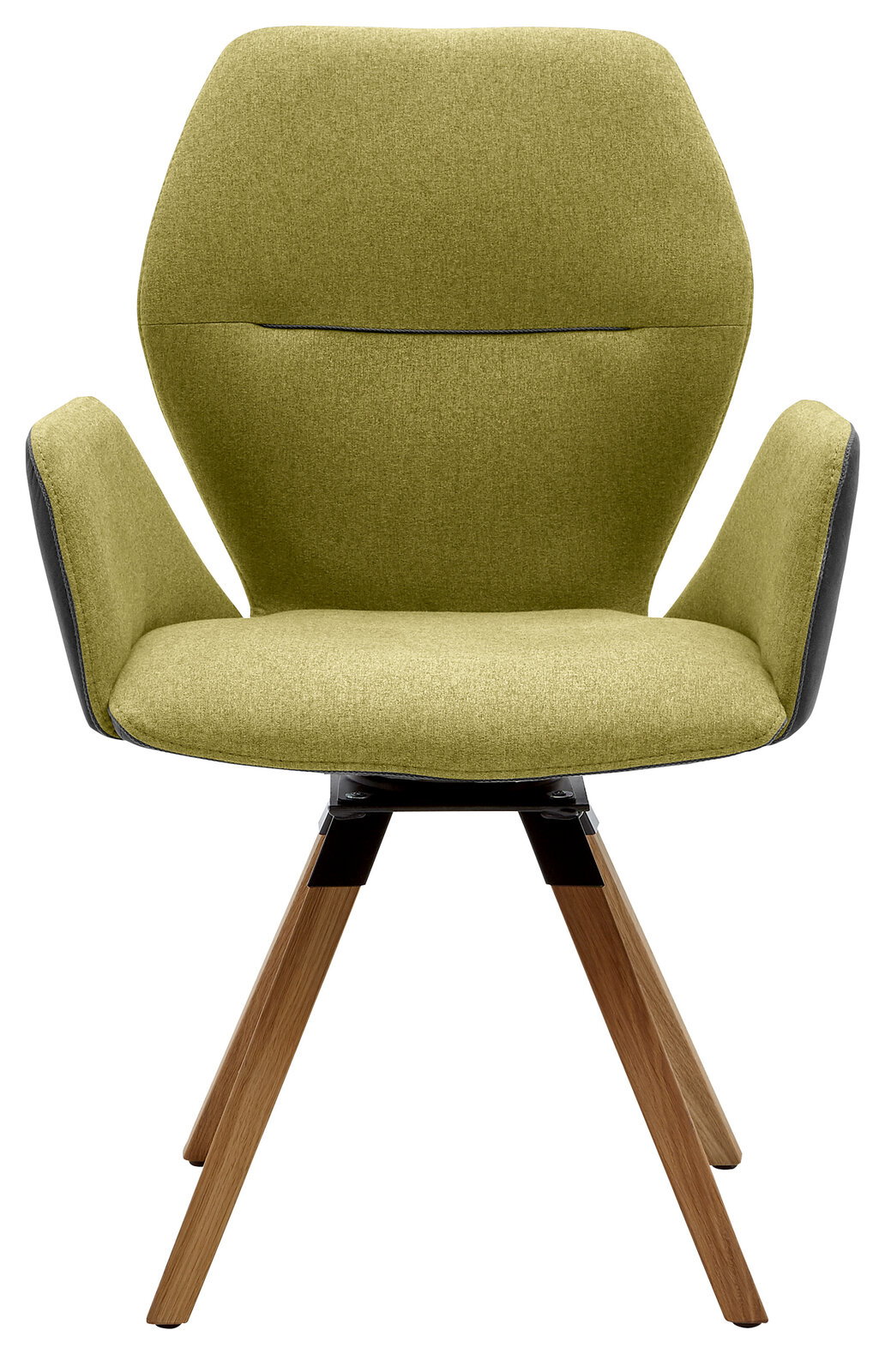 Valnatura Armlehnenstuhl PIANO Moderner Armlehnenstuhl mit olivgrünem Stoffbezug und Holzbeinen, Frontalansicht