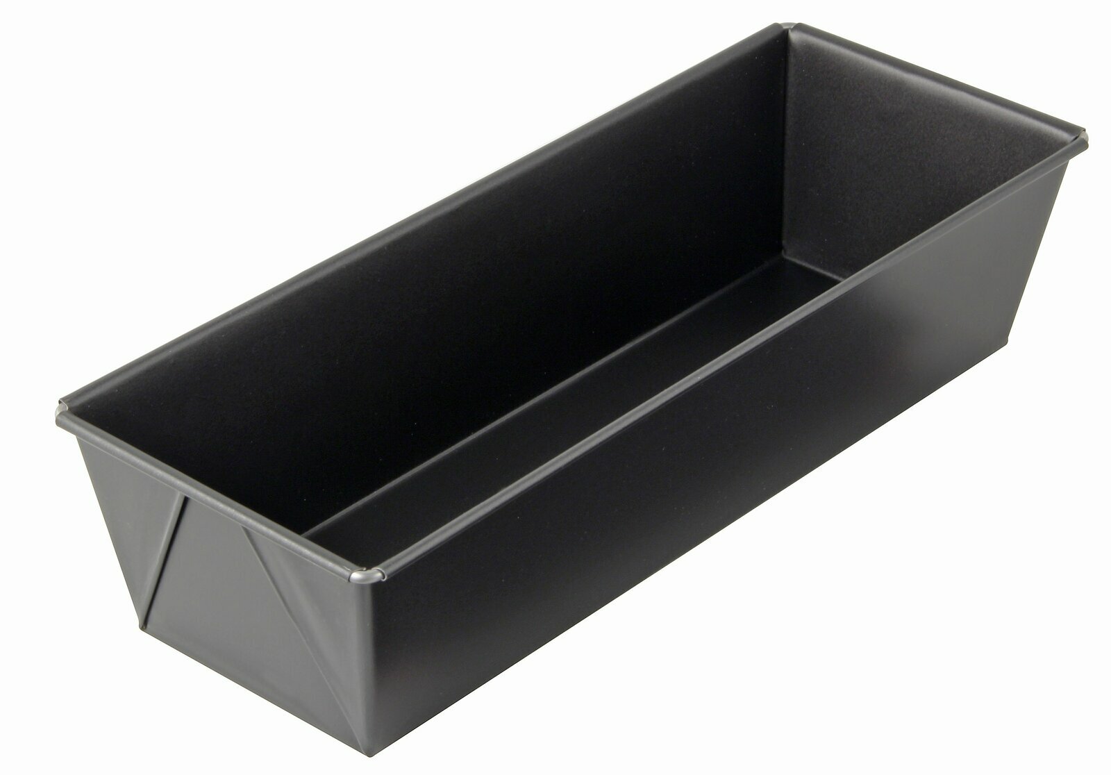 Schwarze Kastenform 30cm aus Metall, schräg von oben fotografiert