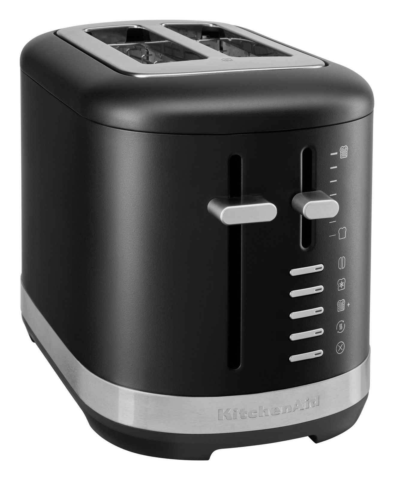 KitchenAid Toaster 2er MONOCHROME 5KMT2109EBK Schwarzer 2-Scheiben-Toaster mit Edelstahlakzenten, seitliche Ansicht