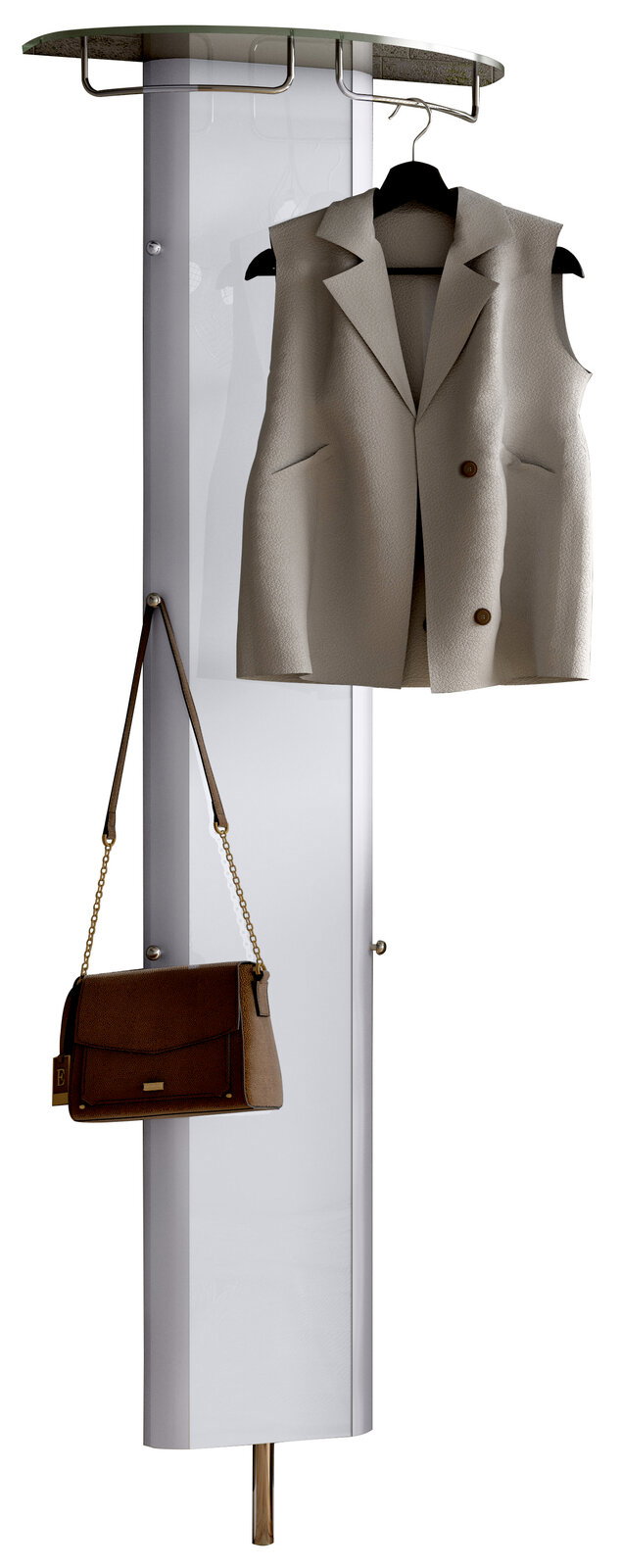 Moderano Garderobe MILANO Moderne Garderobe mit Glasablage, Kleiderhaken und Haken für Taschen, seitliche Perspektive