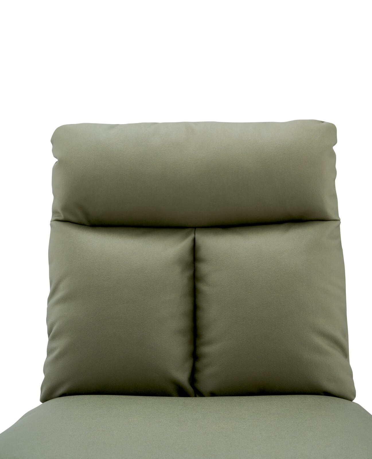 Grüner Stuhl mit gepolsterter Rückenlehne, Frontalansicht