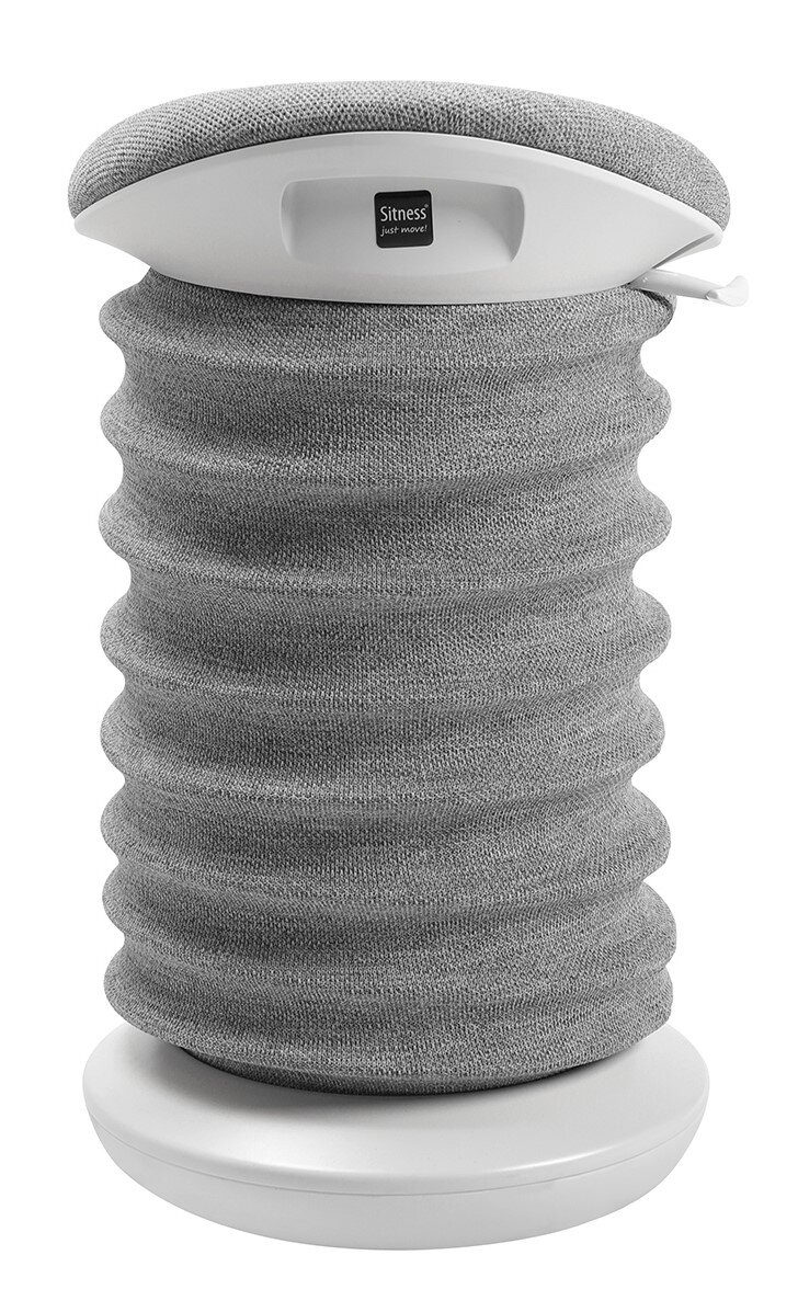 Grauer Aktiv-Sitzhocker von Topstar SITNESS 4D AGR, seitliche Perspektive