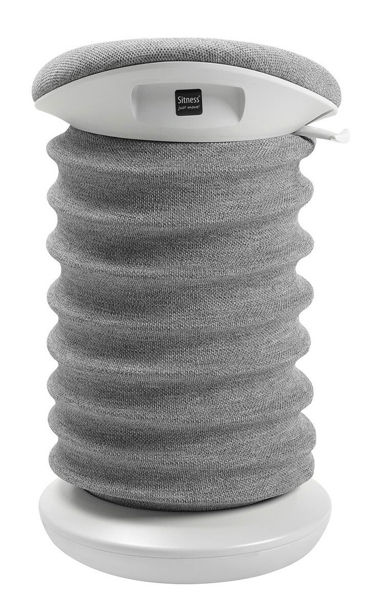 Grauer Aktiv-Sitzhocker von Topstar SITNESS 4D AGR, seitliche Perspektive