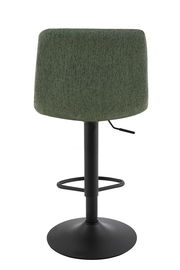 Grüner Barhocker mit schwarzem Metallfuß, Rückansicht