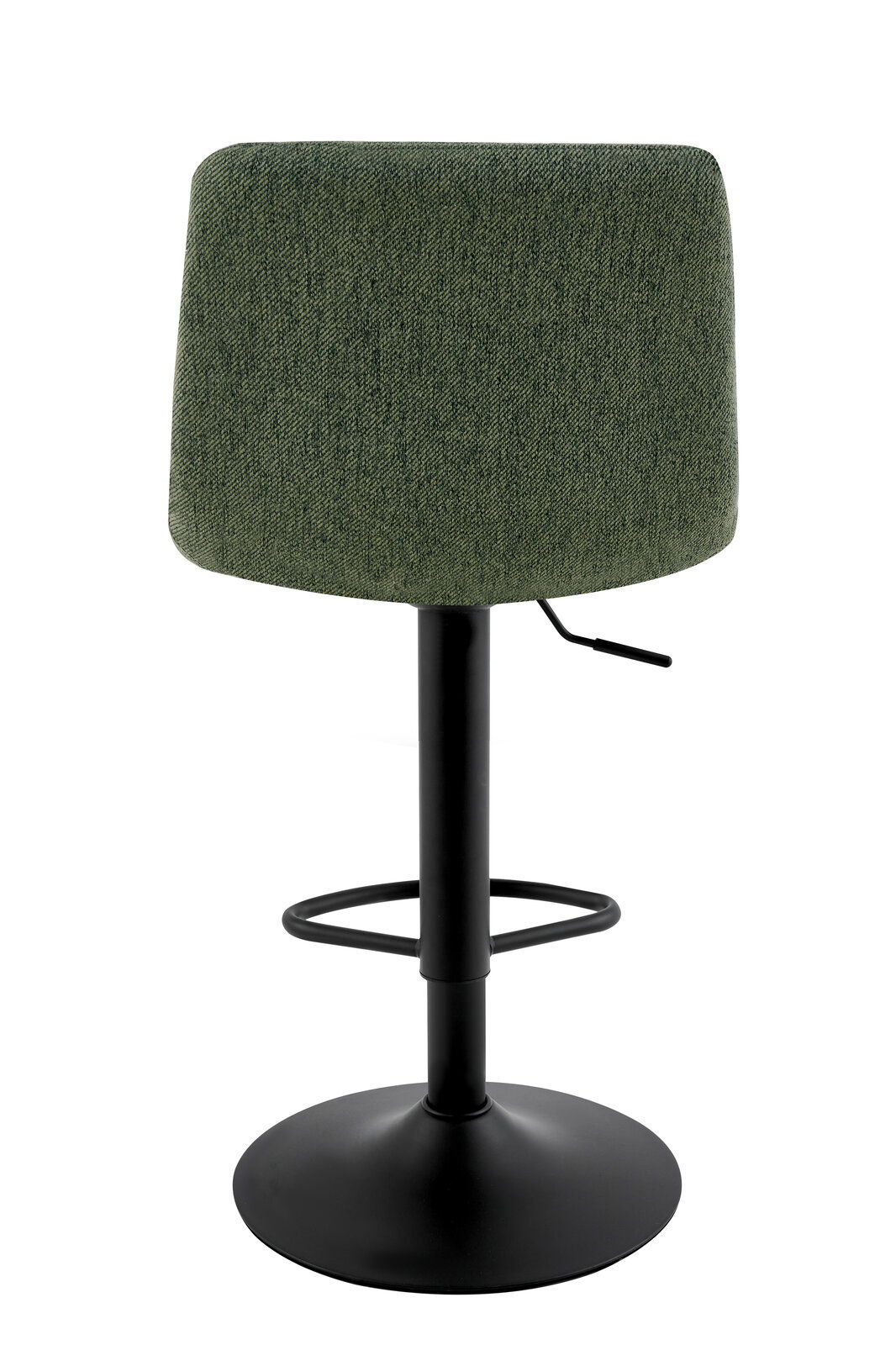 Grüner Barhocker mit schwarzem Metallfuß, Rückansicht
