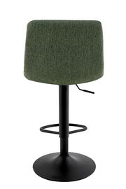Grüner Barhocker mit schwarzem Metallfuß, Rückansicht