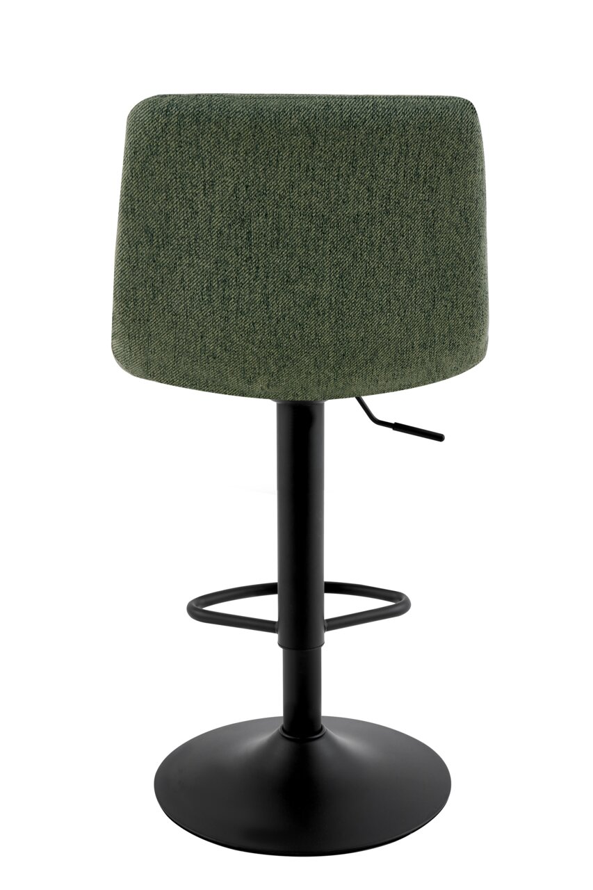 Grüner Barhocker mit schwarzem Metallfuß, Rückansicht