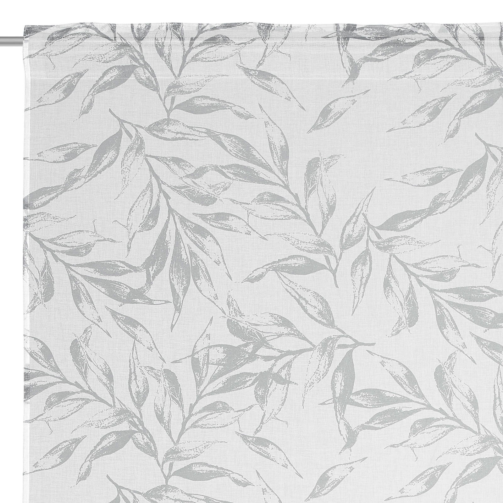 Fertigvorhang Flora 140x245 mit grauem Blattmuster, Nahaufnahme