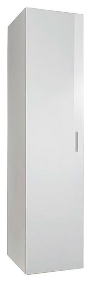 Weißer Mehrzweckschrank mit einer Tür, seitliche Perspektive