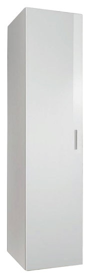 Weißer Mehrzweckschrank mit einer Tür, seitliche Perspektive