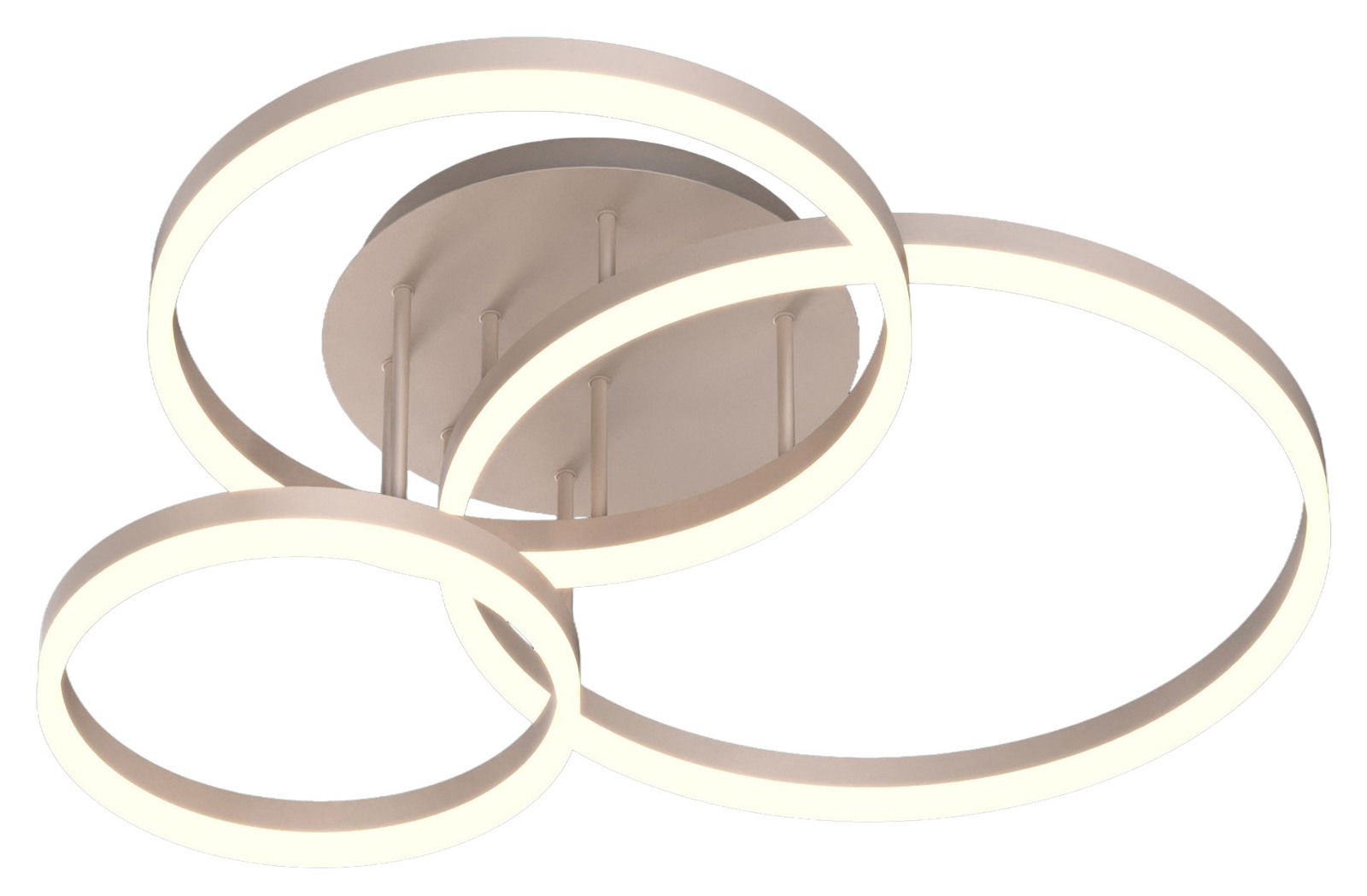 Geeti LED-Deckenleuchte RAVELLO Moderne LED-Deckenleuchte mit drei ineinander verschlungenen, leuchtenden Ringen, seitliche Perspektive