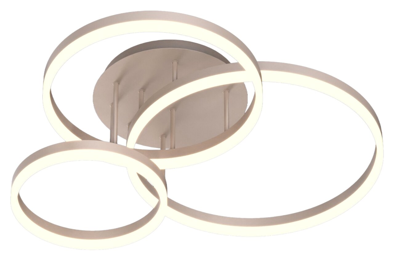 Geeti LED-Deckenleuchte RAVELLO Moderne LED-Deckenleuchte mit drei ineinander verschlungenen, leuchtenden Ringen, seitliche Perspektive