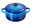 Blaue Mini Cocotte von Le Creuset, seitliche Perspektive