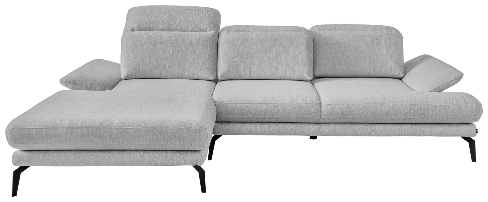 Graue Longchairkombination RUBIO mit verstellbaren Rückenlehnen und Armlehnen, seitliche Perspektive