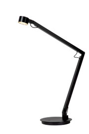 Moderne zwarte tafel- en bureaulamp met verstelbare arm, zijaanzicht